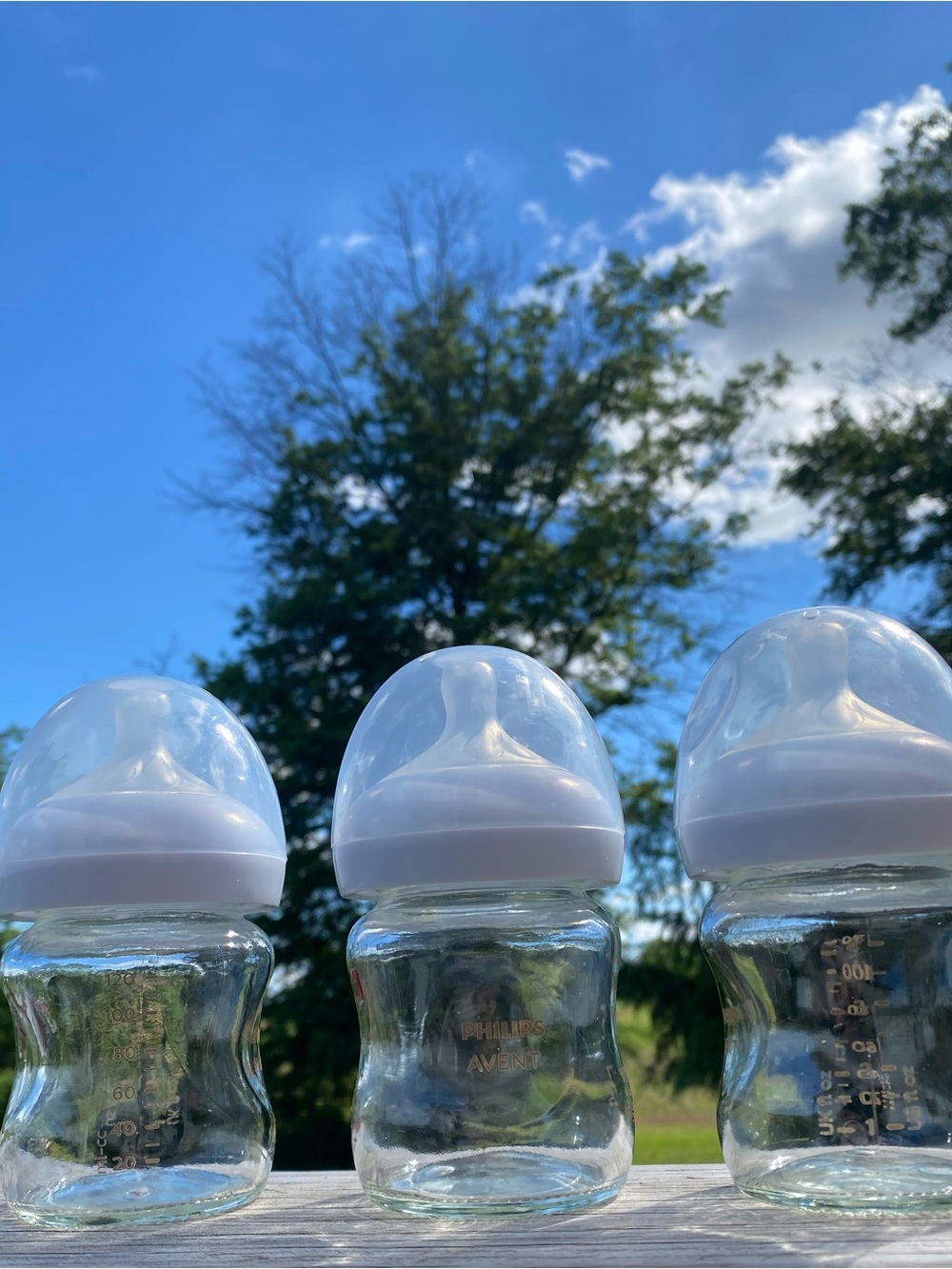 Philips Avent Clear Glass Baby Bottle with White Nipples - Pack of 3